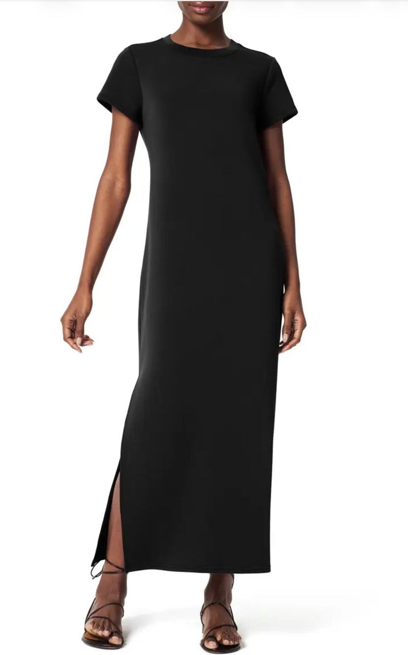 SPANX AirEssentials Side Slit Maxi Dress Size Small Blax Crewneck TShirt Dress